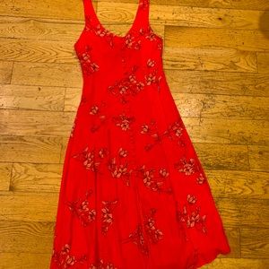 Red Floral Midi Dress